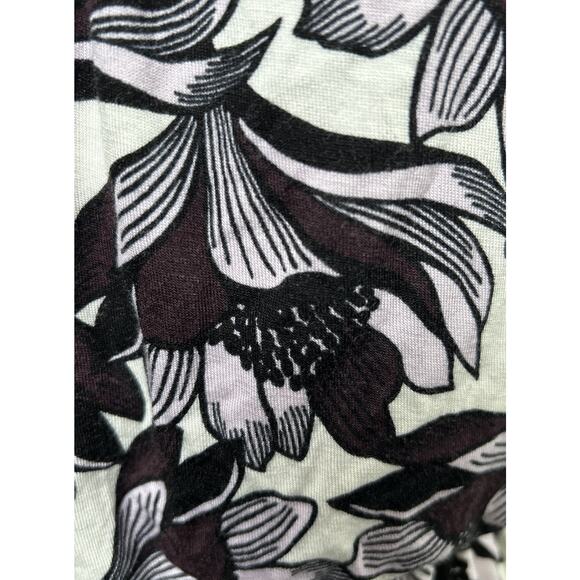 LOFT Maxi Sundress Dress L Purple White Floral Elastic Waist Scoop Neck Stretch - Picture 3 of 8